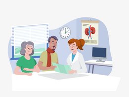 [Translate to Israel - Hebrew:] Nurse and doctor talking to patient